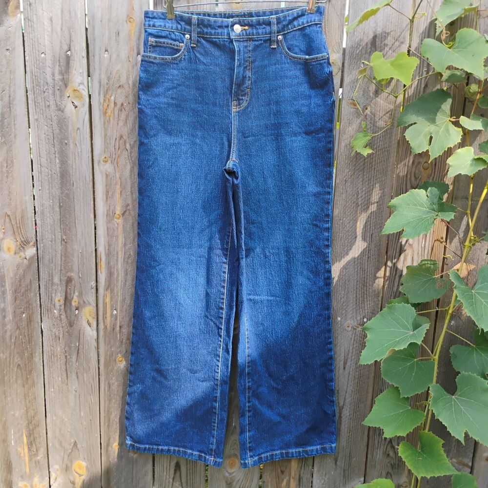 Free Assembly High Rise Wide Leg Jeans Size 4 Medium Dark Wash Denim